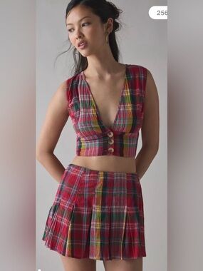 BDG Picnic Plaid Vest Top & Mini Skort Set
